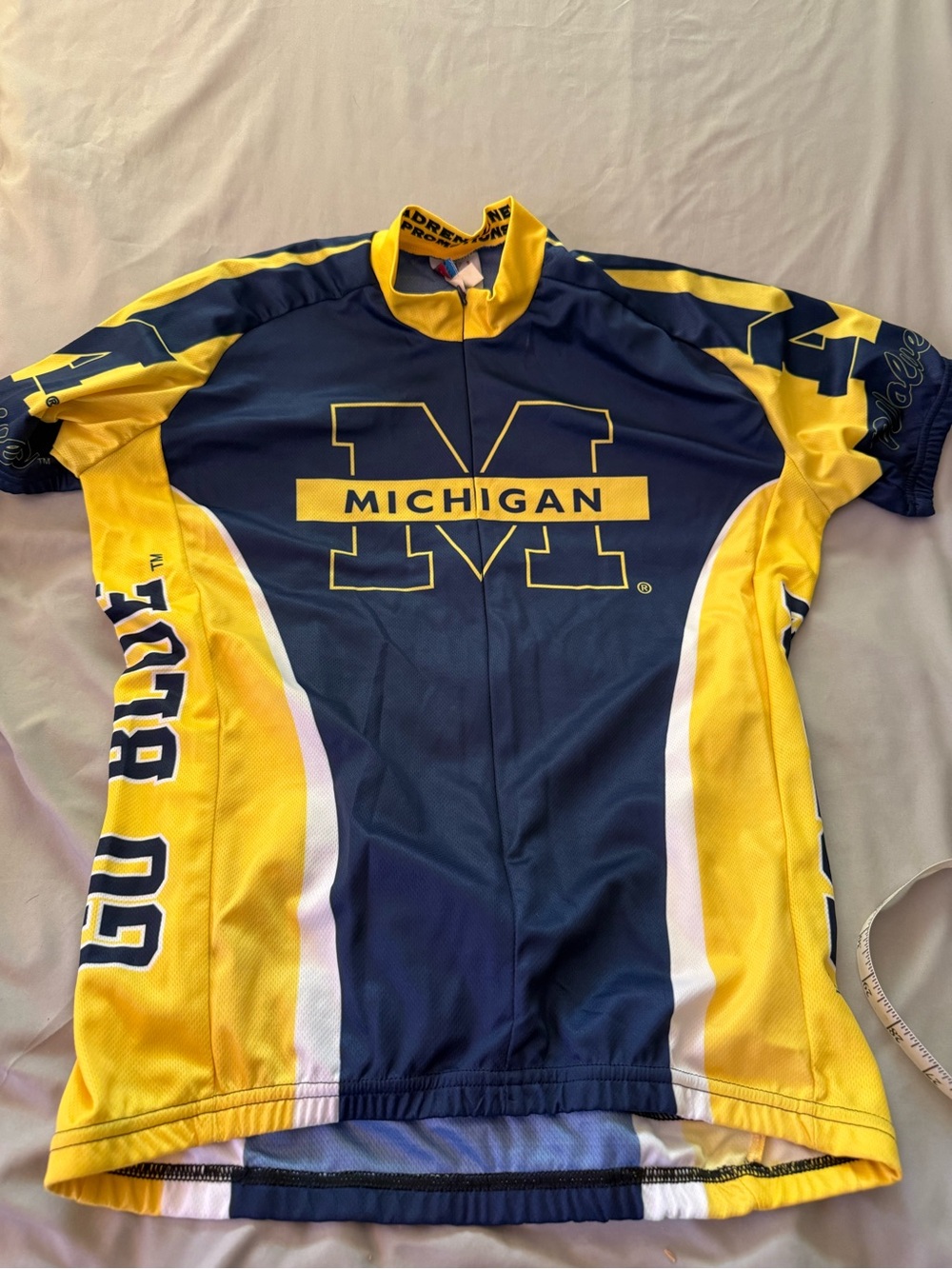 Men's Cycling Jersey Navy & Yellow Cycling Jersey UofM Michigan Sz M